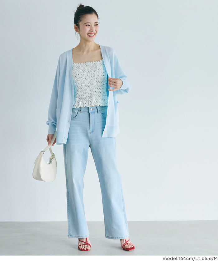 UVCUT 薄款V領中長針織外套