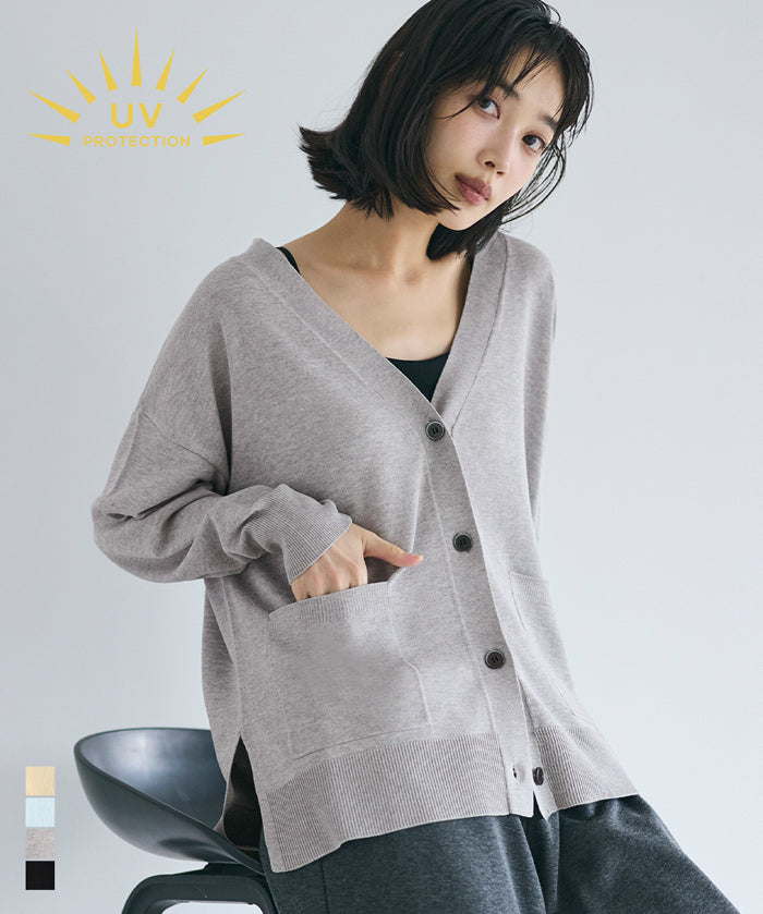 UVCUT 薄款V領中長針織外套