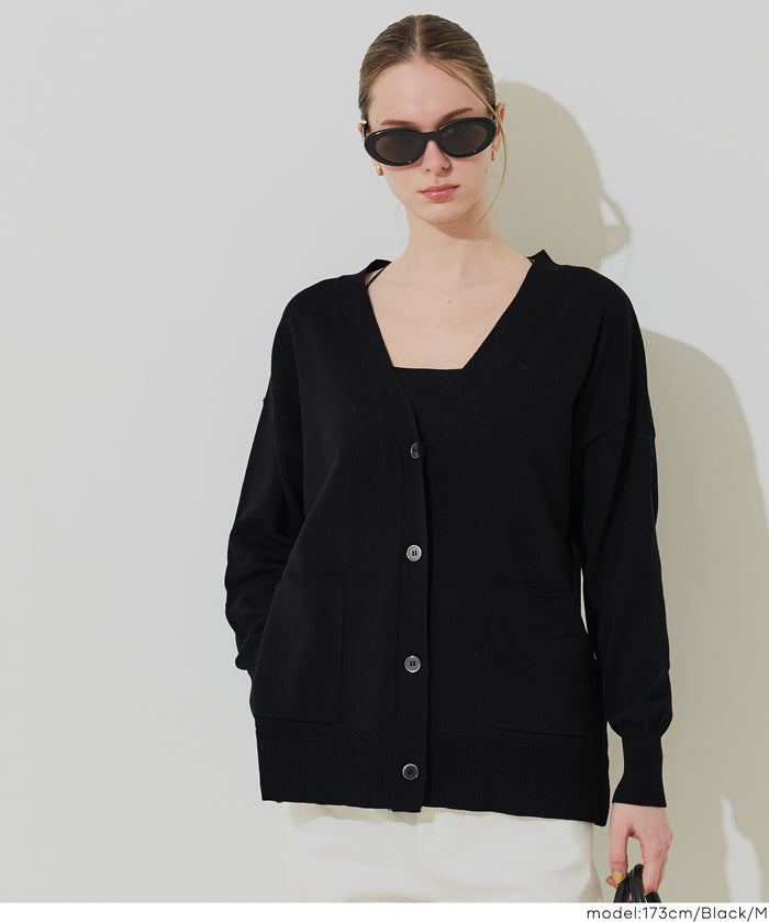 UVCUT 薄款V領中長針織外套