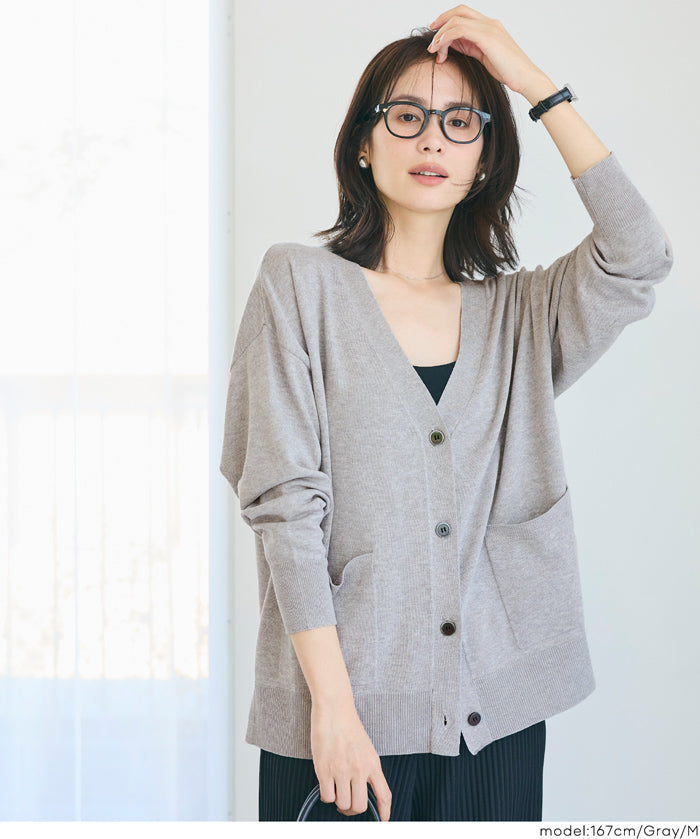 UVCUT 薄款V領中長針織外套
