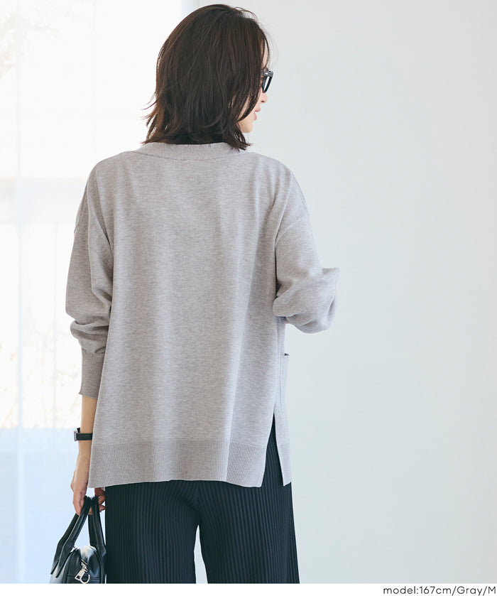 UVCUT 薄款V領中長針織外套