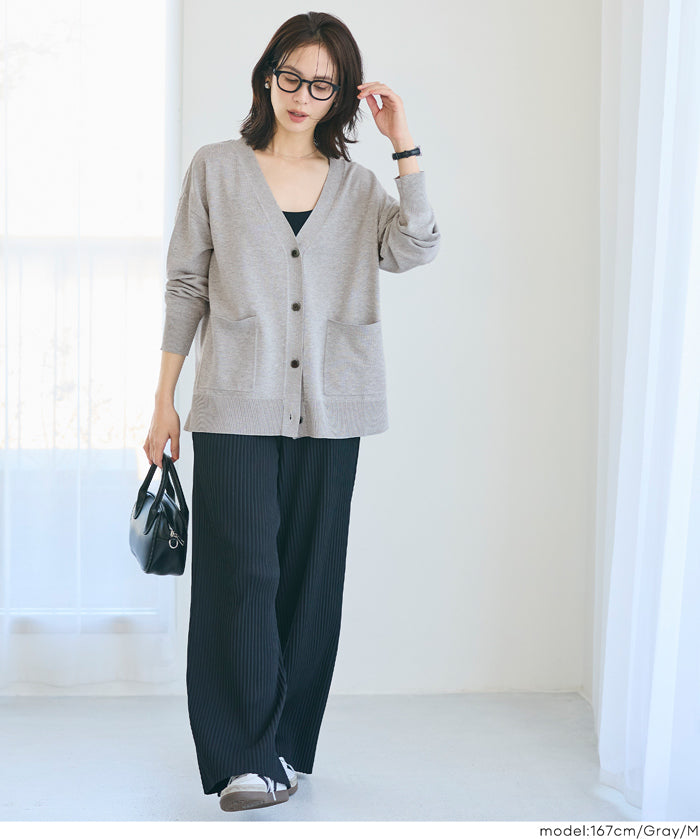 UVCUT 薄款V領中長針織外套