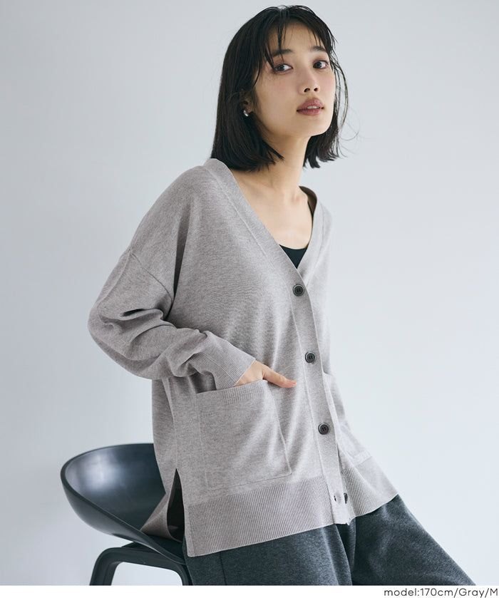 UVCUT 薄款V領中長針織外套