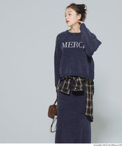 可機洗 可配套雪尼爾英字LOGO圓領針織毛衣