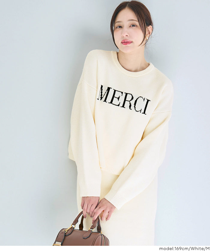 可機洗 可配套雪尼爾英字LOGO圓領針織毛衣