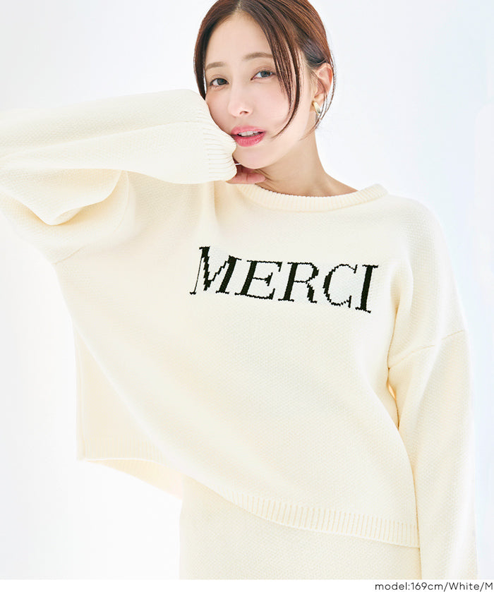 可機洗 可配套雪尼爾英字LOGO圓領針織毛衣