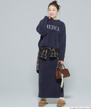 可機洗 可配套雪尼爾英字LOGO圓領針織毛衣