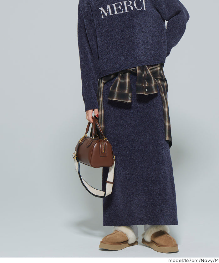 可機洗 可配套雪尼爾直筒針織半裙