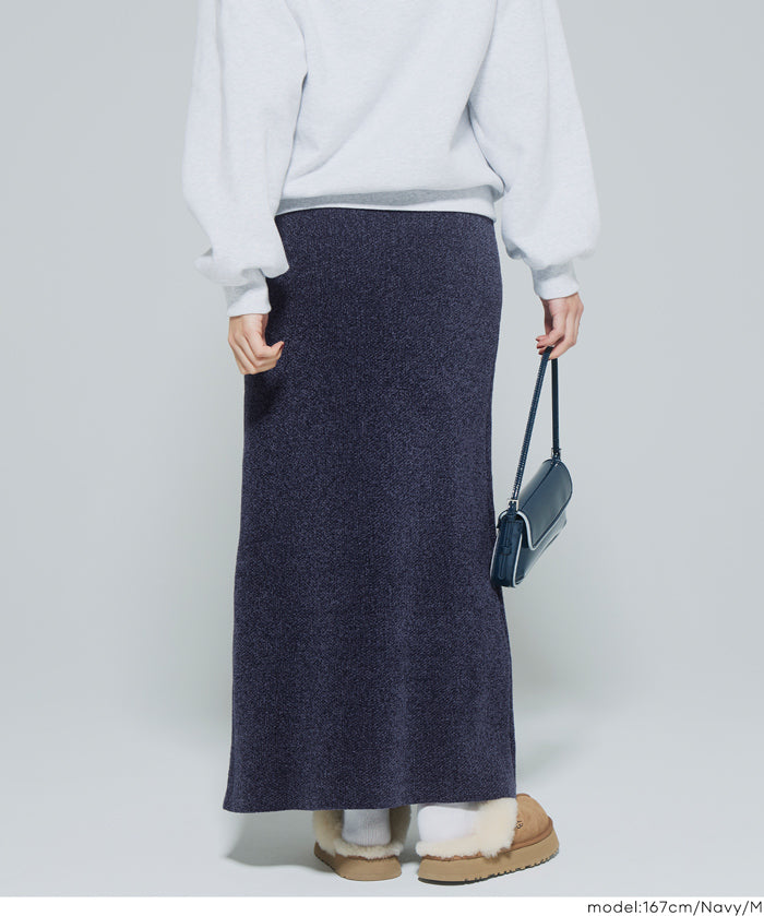 可機洗 可配套雪尼爾直筒針織半裙