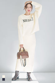 可機洗 可配套雪尼爾直筒針織半裙