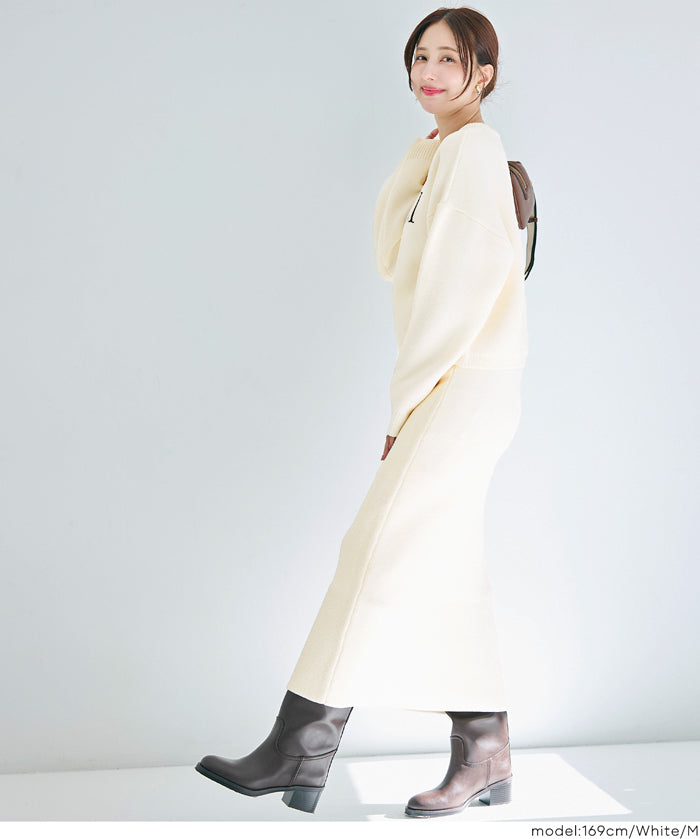 可機洗 可配套雪尼爾直筒針織半裙