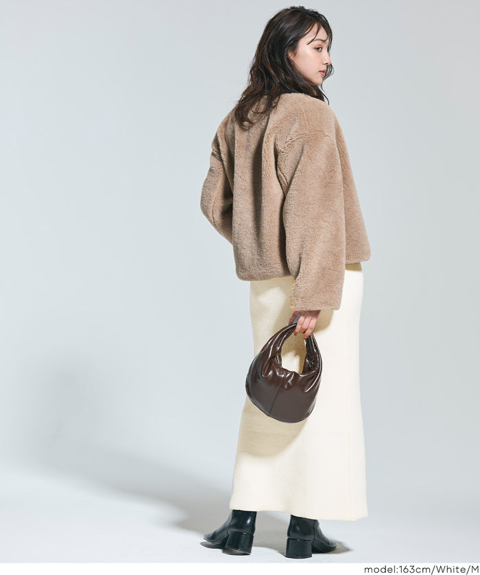 可機洗 可配套雪尼爾直筒針織半裙