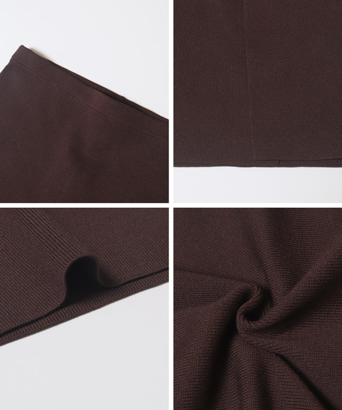 High-waisted knit straight skirt 