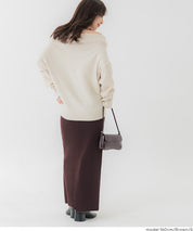 High-waisted knit straight skirt 