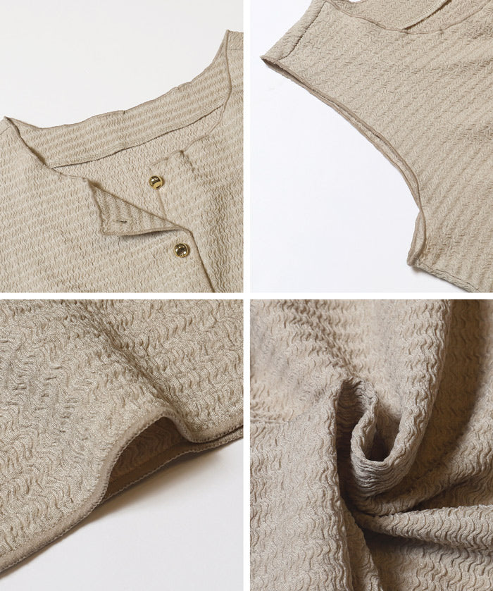 皺褶肌理彈性金扣背心 (Button vest with textured)