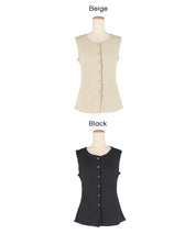 皺褶肌理彈性金扣背心 (Button vest with textured)