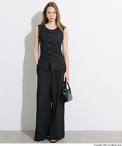 凹凸肌理彈性休閒褲 (Wide-leg pants with textured )