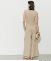 凹凸肌理彈性休閒褲 (Wide-leg pants with textured )