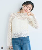 日系蕾絲船領長袖上衣