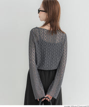 日系蕾絲船領長袖上衣