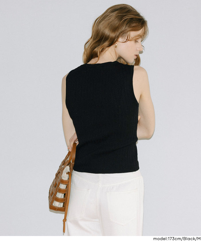 合身螺紋無袖背心 (Wide rib tank top)