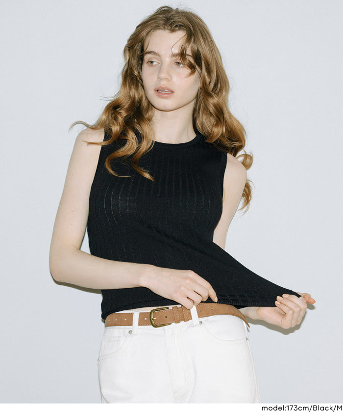 合身螺紋無袖背心 (Wide rib tank top)
