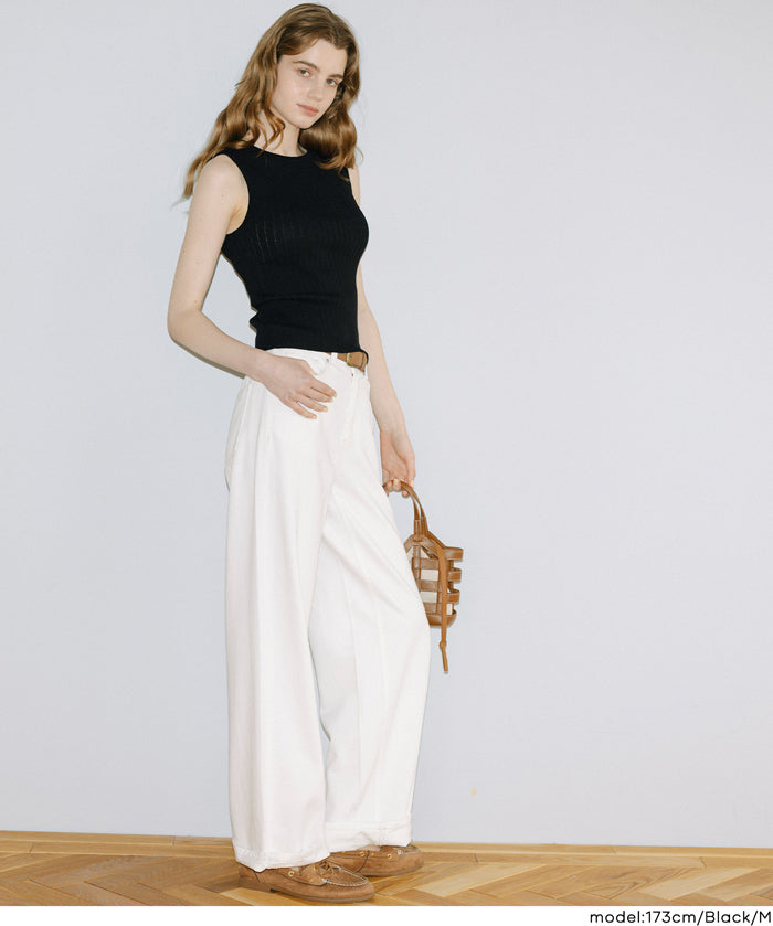 合身螺紋無袖背心 (Wide rib tank top)
