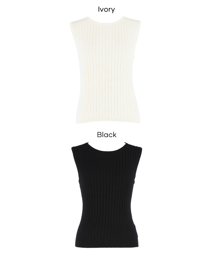 合身螺紋無袖背心 (Wide rib tank top)