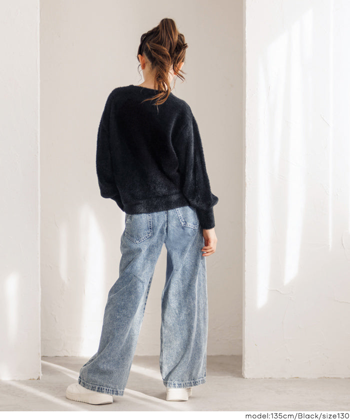 童裝細閃LOGO毛絨長袖毛衣