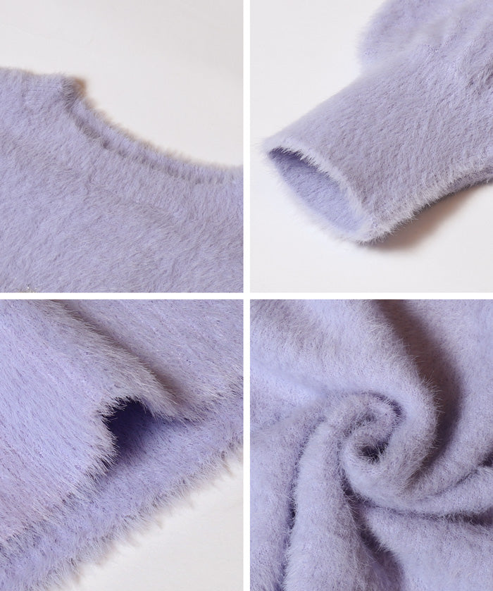 童裝細閃LOGO毛絨長袖毛衣