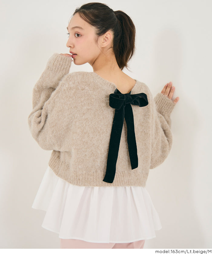 背後蝴蝶結拼接娃娃上衣