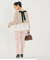 背後蝴蝶結拼接娃娃上衣