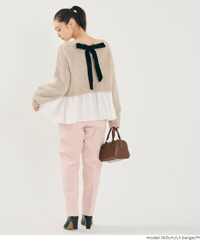 背後蝴蝶結拼接娃娃上衣