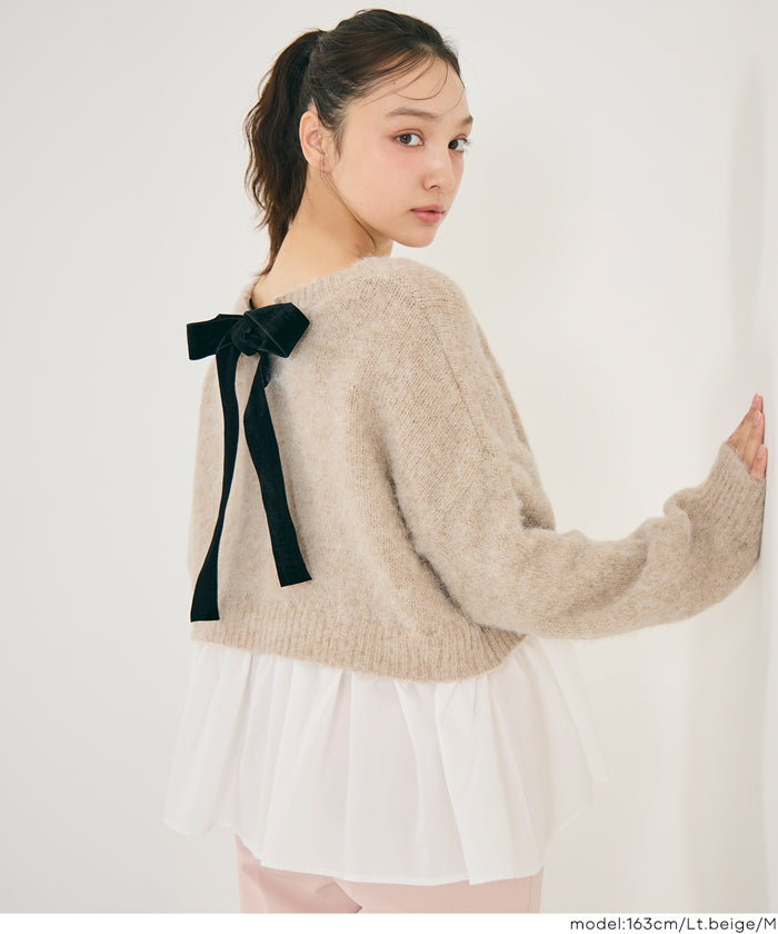 背後蝴蝶結拼接娃娃上衣