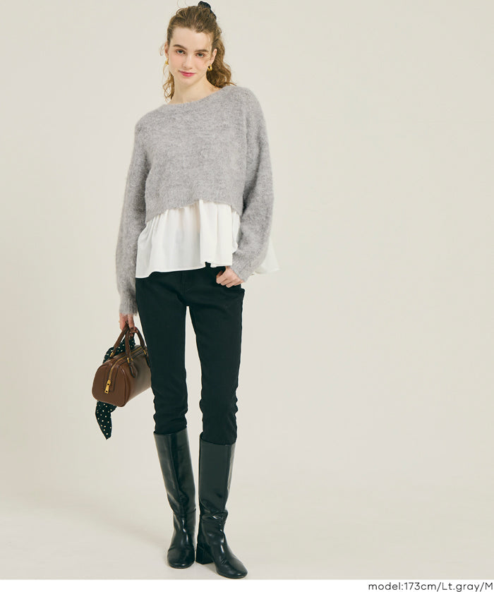 背後蝴蝶結拼接娃娃上衣