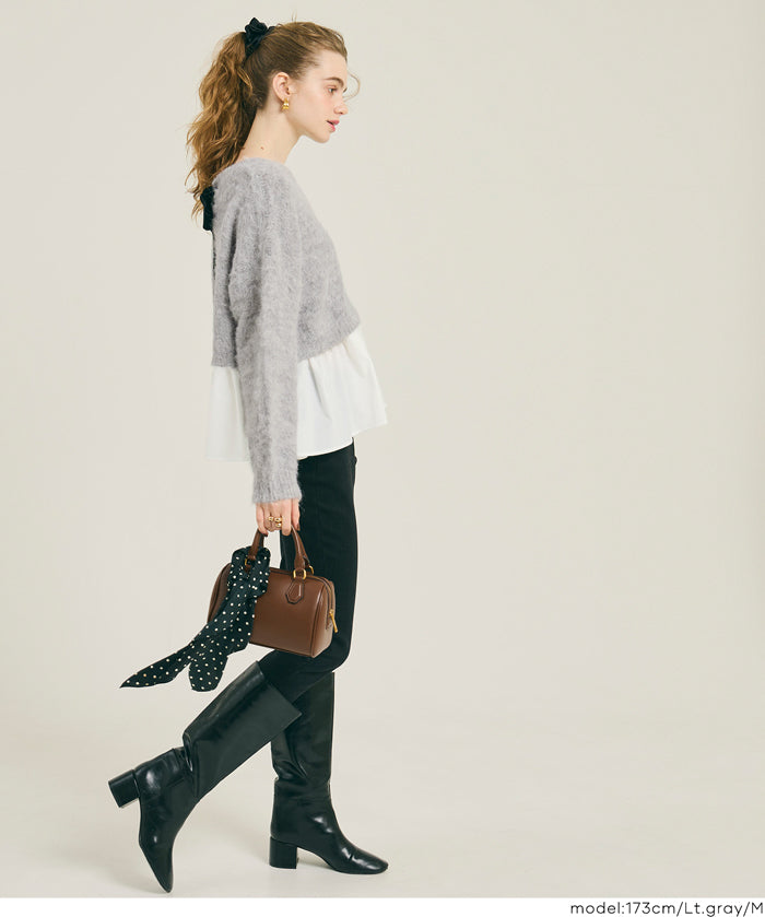 背後蝴蝶結拼接娃娃上衣