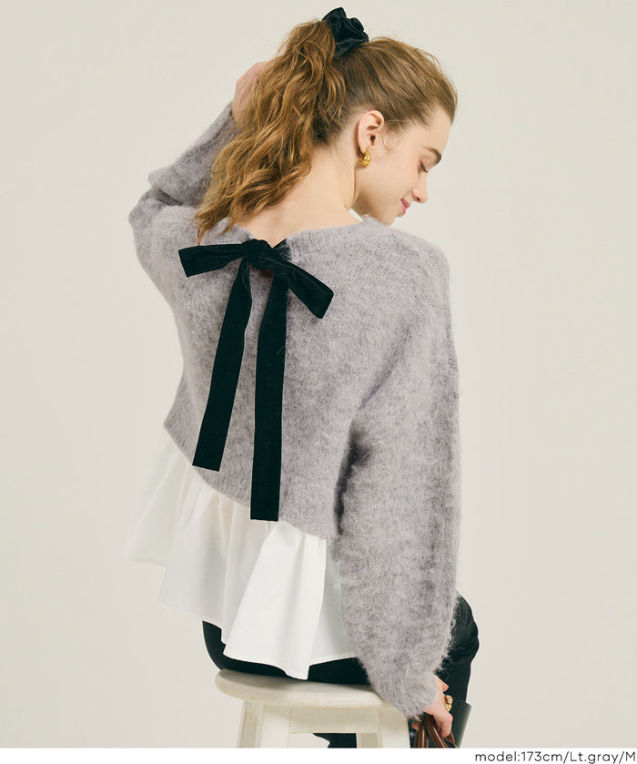 背後蝴蝶結拼接娃娃上衣