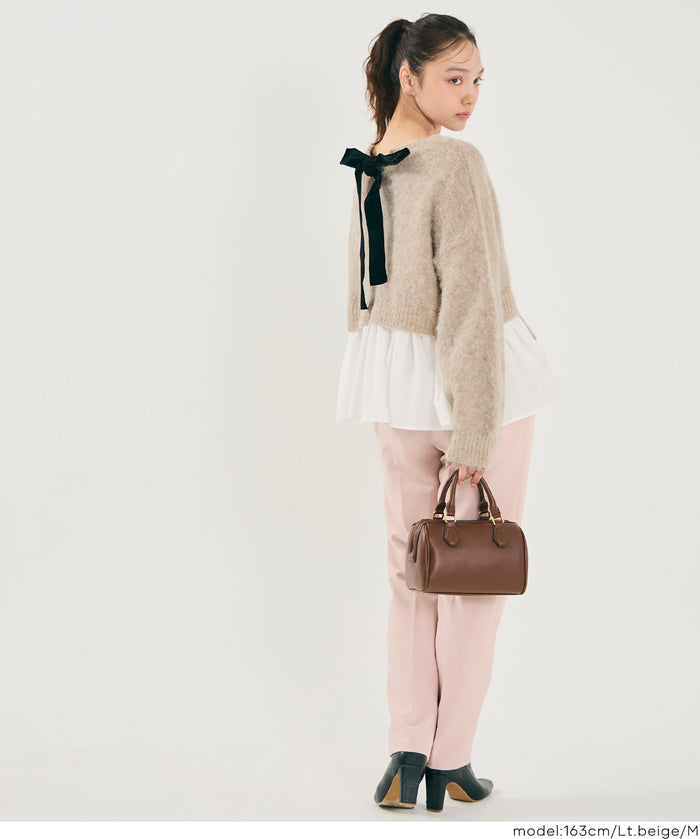 背後蝴蝶結拼接娃娃上衣