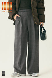 【保暖內刷毛】可機洗彈性西裝寬褲