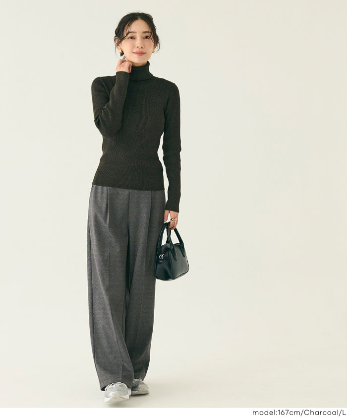 【保暖內刷毛】可機洗彈性西裝寬褲