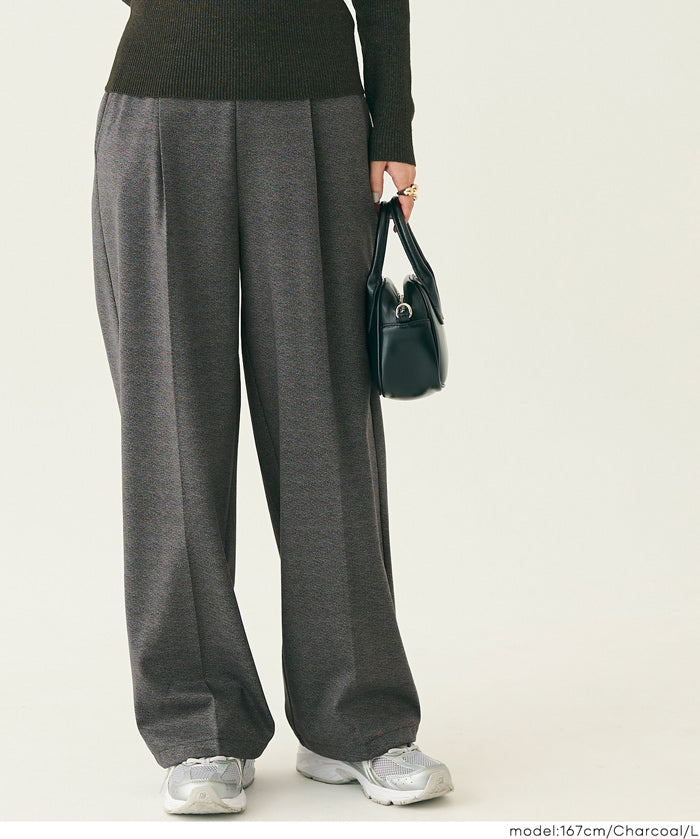 【保暖內刷毛】可機洗彈性西裝寬褲