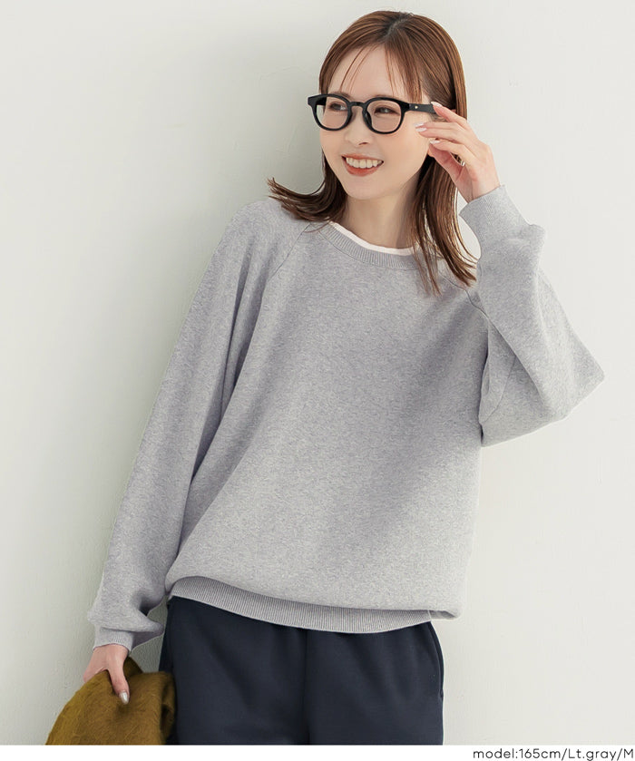 Japanese-style layered sweatshirt-style knit top 