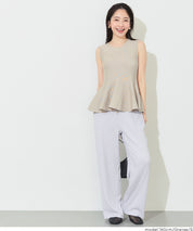 純色荷葉下擺無袖上衣 (Sleeveless peplum knit top)