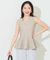 純色荷葉下擺無袖上衣 (Sleeveless peplum knit top)