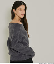 一字領小性感露肩長袖毛衣