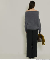 一字領小性感露肩長袖毛衣