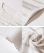 小高領條紋法式袖針織上衣 (French Sleeve Knit Top)