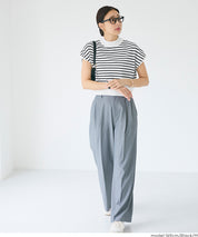 小高領條紋法式袖針織上衣 (French Sleeve Knit Top)
