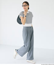 小高領條紋法式袖針織上衣 (French Sleeve Knit Top)