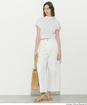 小高領條紋法式袖針織上衣 (French Sleeve Knit Top)